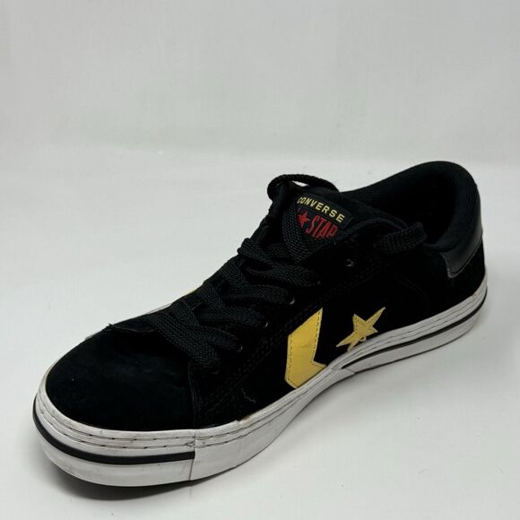 Converse One Star Pro Skate Sneakers Mens 10 Black Yellow Suede Fat Tongue Shoes - Picture 7 of 16